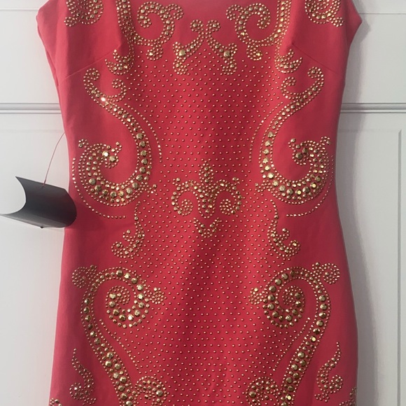 Bebe pink dress with gold beading - Picture 5 of 6